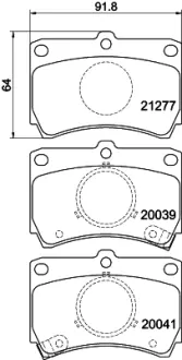 Комплект тормозных колодок, дисковый тормоз HELLA PAGID T0006