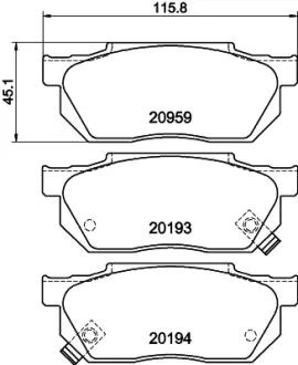 Комплект тормозных колодок, дисковый тормоз HELLA PAGID T0008