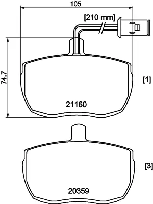 Комплект тормозных колодок, дисковый тормоз HELLA PAGID T0062 (фото 1)