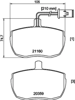 Комплект тормозных колодок, дисковый тормоз HELLA PAGID T0062