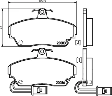 Комплект тормозных колодок, дисковый тормоз HELLA PAGID T0372
