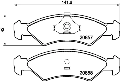 Комплект тормозных колодок, дисковый тормоз HELLA PAGID T1003