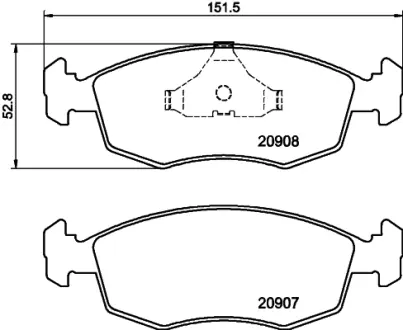 Комплект тормозных колодок, дисковый тормоз HELLA PAGID T1005