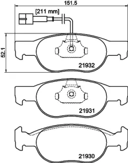 Комплект тормозных колодок, дисковый тормоз HELLA PAGID T1098