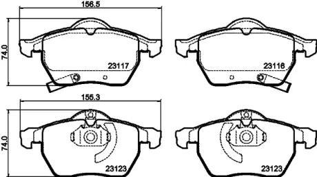 Комплект тормозных колодок, дисковый тормоз HELLA PAGID T1122