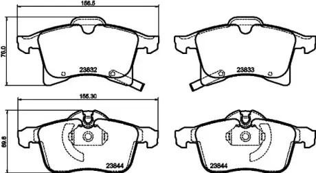 Комплект тормозных колодок, дисковый тормоз HELLA PAGID T1225