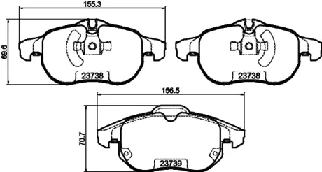 комплект тормозных колодок, дисковый тормоз HELLA PAGID T1234