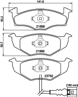 Комплект тормозных колодок, дисковый тормоз HELLA PAGID T1287