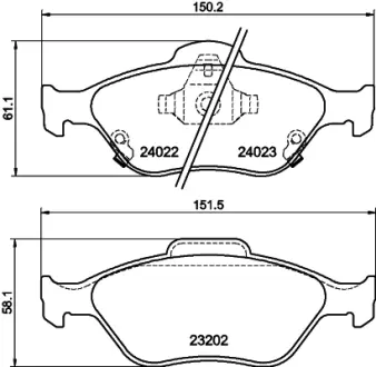Комплект тормозных колодок, дисковый тормоз HELLA PAGID T1566