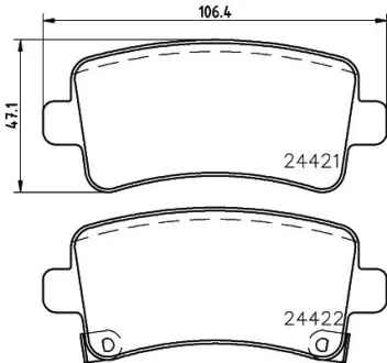 Комплект тормозных колодок, дисковый тормоз HELLA PAGID T1663