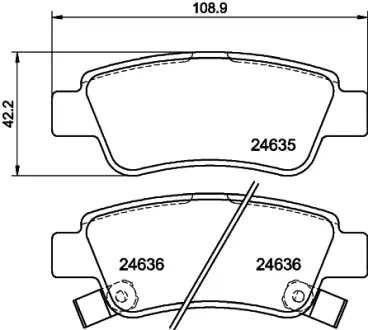 Комплект тормозных колодок, дисковый тормоз HELLA PAGID T1729