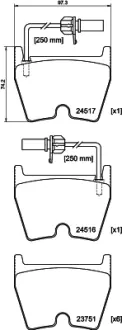 Комплект тормозных колодок, дисковый тормоз HELLA PAGID T1780