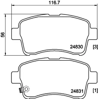 Комплект тормозных колодок, дисковый тормоз HELLA PAGID T1889