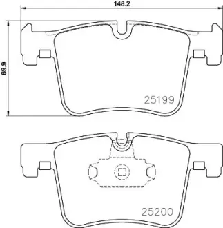 Комплект тормозных колодок, дисковый тормоз HELLA PAGID T2052