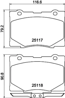 Комплект тормозных колодок, дисковый тормоз HELLA PAGID T2069