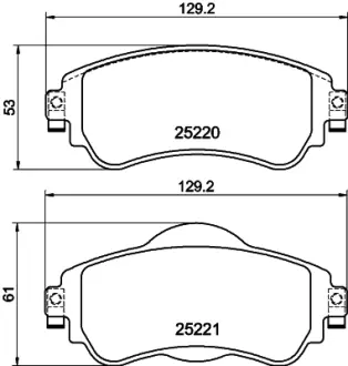 Комплект тормозных колодок, дисковый тормоз HELLA PAGID T2075