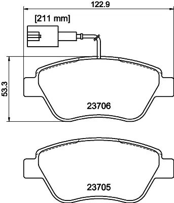 Комплект тормозных колодок, дисковый тормоз HELLA PAGID T2097 (фото 1)