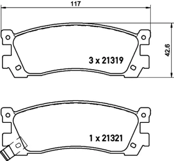 Комплект тормозных колодок, дисковый тормоз HELLA PAGID T2117