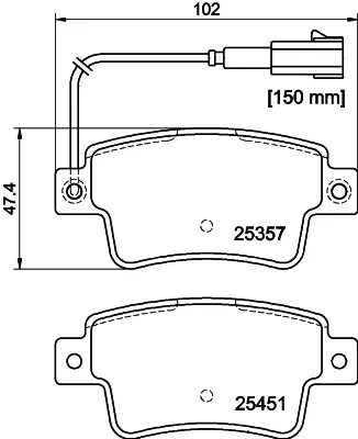 Комплект тормозных колодок, дисковый тормоз HELLA PAGID T2168 (фото 1)