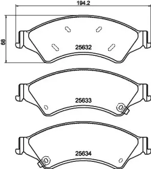 Комплект тормозных колодок, дисковый тормоз HELLA PAGID T2173