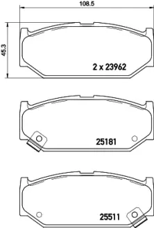 Комплект тормозных колодок, дисковый тормоз HELLA PAGID T2297