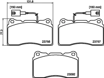 Комплект тормозных колодок, дисковый тормоз HELLA PAGID T2308