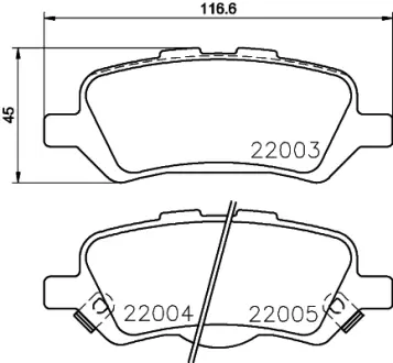 Комплект тормозных колодок, дисковый тормоз HELLA PAGID T2326