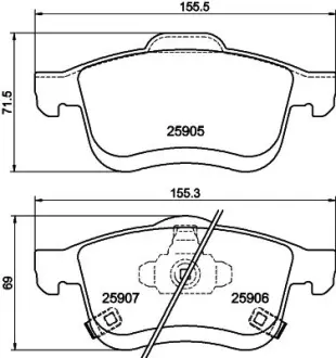 Комплект тормозных колодок, дисковый тормоз HELLA PAGID T2442