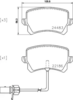 Комплект тормозных колодок, дисковый тормоз HELLA PAGID T2454