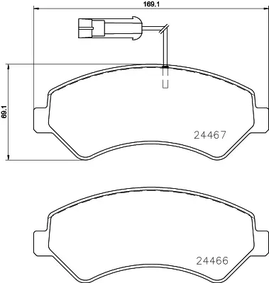 Комплект тормозных колодок, дисковый тормоз HELLA PAGID T2472 (фото 1)