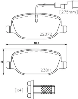 Комплект тормозных колодок, дисковый тормоз HELLA PAGID T2490