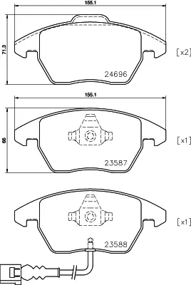 Комплект тормозных колодок, дисковый тормоз HELLA PAGID T2498 (фото 1)