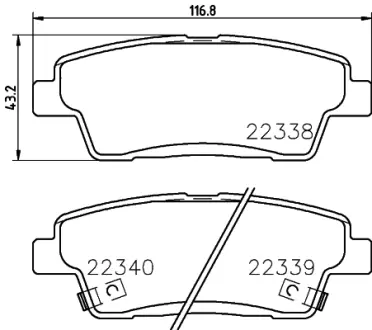 Комплект тормозных колодок, дисковый тормоз HELLA PAGID T2504