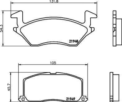 Комплект тормозных колодок, дисковый тормоз HELLA PAGID T3054
