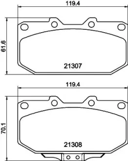 Комплект тормозных колодок, дисковый тормоз HELLA PAGID T3055