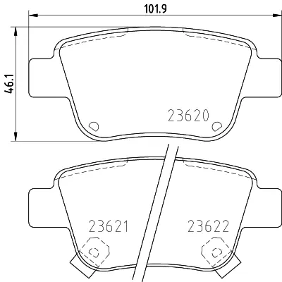Комплект тормозных колодок, дисковый тормоз HELLA PAGID T3130 (фото 1)