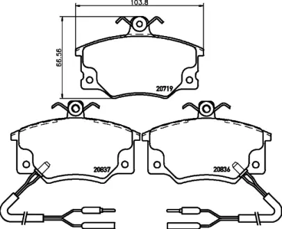 Комплект тормозных колодок, дисковый тормоз HELLA PAGID T5037
