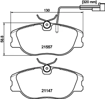 Комплект тормозных колодок, дисковый тормоз HELLA PAGID T5058