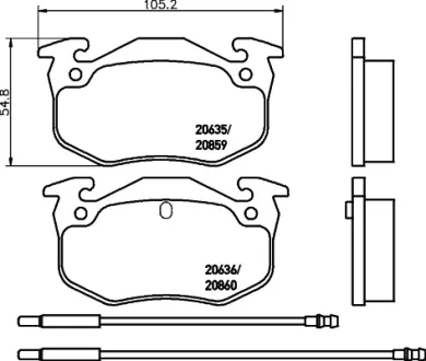 Комплект тормозных колодок, дисковый тормоз HELLA PAGID T6028