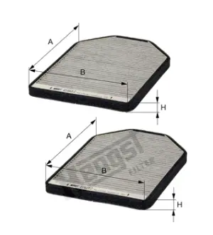Cabin air filter, charcoal. Фильтр воздушный салона, угольный HENGST E1933LC2