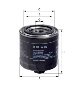 Фильтр масляный, накручиваемый. Фільтр масляний, накручуваний. Oil filter, Spin-On HENGST H10W02