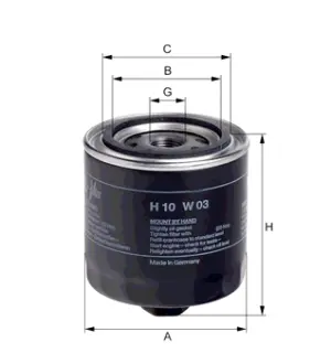 Фильтр масляный, накручиваемый. Фільтр масляний, накручуваний. Oil filter, Spin-On HENGST H10W03