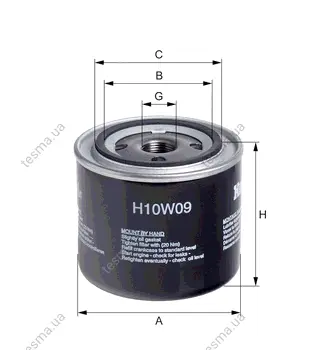 Oil filter, Spin-On. Фильтр масляный, накручиваемый HENGST H10W09 (фото 1)