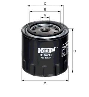 Фильтр масляный, накручиваемый. Фільтр масляний, накручуваний. Oil filter, Spin-On HENGST H10W15