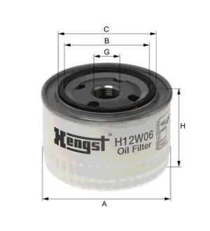 Oil filter, Spin-On. Фильтр масляный, накручиваемый HENGST H12W06
