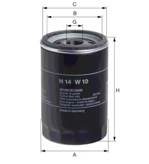 Oil filter Spin-On, Фильтр масляный, накручивающийся HENGST H14W10