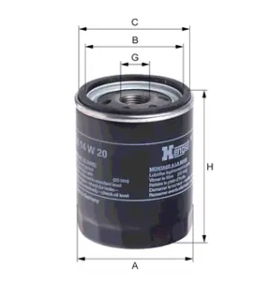Oil filter, Spin-On. Фильтр масляный, накручиваемый HENGST H14W20