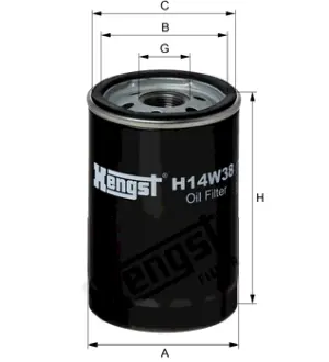 Oil filter, Spin-On. Фильтр масляный, накручиваемый HENGST H14W38