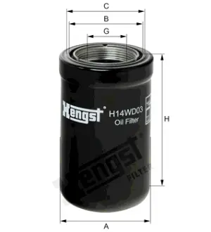 Hydraulic filter, Spin-On. Фильтр гидравлический, накручиваемый HENGST H14WD03