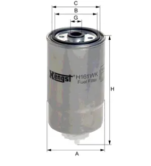 Fuel filter, Spin-on. Фильтр топливный, накручиваемый HENGST H161WK